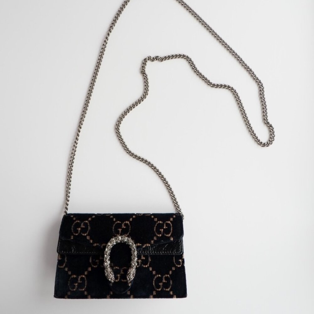 Authentic Preowned Gucci Navy Velvet Super Mini Dionysus Bag